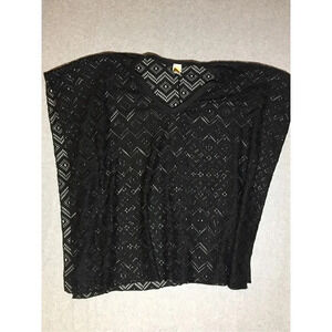 Womens Lily Bleu Beach Cover Up Size Medium Black Crochet Cute Summer Spring